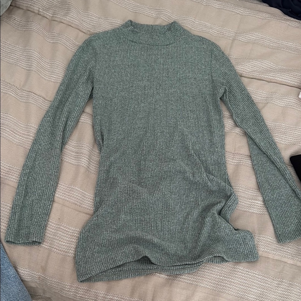 Hello MIZ Green Ribbed Sweater